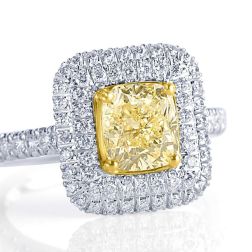 2.53CT Yellow Radiant Diamond Halo Engagement Ring 18k White Gold