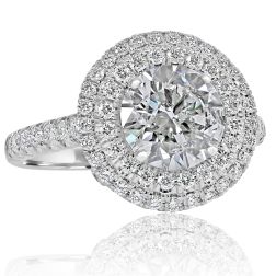 GIA Certified 3.07 Ct Round Cut Diamond Engagement Ring 18k Gold