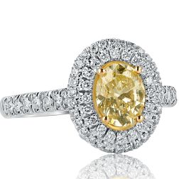 1.62 Carat Oval Cut Yellow Diamond Engagement Ring 18k White Gold