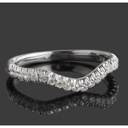0.30 Carat Pave Set Diamond Wedding Anniversary Band 18k White Gold