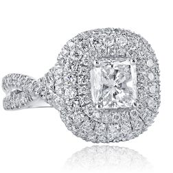 GIA 2.27 TCW Radiant Cut Diamond Engagement Ring 18k White Gold