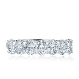 1.30 Ct Oval Cut Lab Grown Diamond Wedding Band 14K White Gold