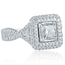 Princess Cut Trillion Side Diamond 2.26 Ct Engagement Ring 18k Gold 