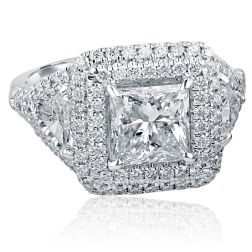 Princess Diamond Engagement 2.95 CT Proposal Ring 14k White Gold 
