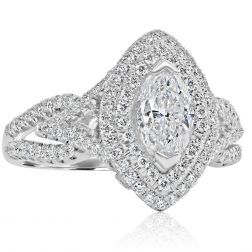 1.83 Ct Marquise Cut Diamond Engagement Ring 14k White Gold 
