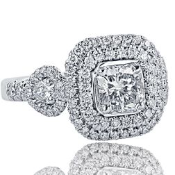 Radiant Cut 1.88 CT Diamond Engagement Ring 18k White Gold