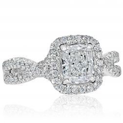 Radiant Diamond Engagement 1.30Ct  Infinity Ring 14k White Gold 