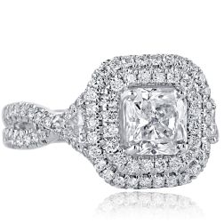 Radiant Cut Diamond Engagement Anniversary 2.29 Ct Ring 18k Gold 
