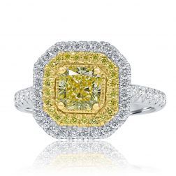 GIA 1.79Ct Yellow Radiant Diamond Engagement Ring 14k White Gold
