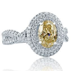 GIA 1.72 Ct Light Brown Oval Cut Diamond Engagement Ring 18k Gold