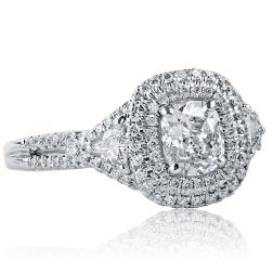 Cushion Cut 1.39 CT Diamond Engagement Ring 18k White Gold
