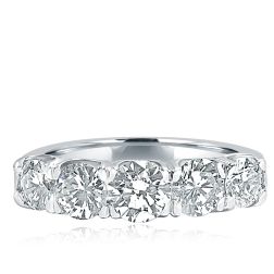 2.20 Ct Round Cut Diamond 5 Stone Wedding Band 14k White Gold