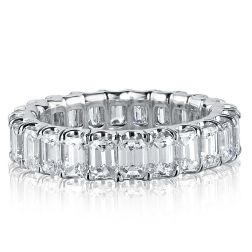 950 Platinum Emerald Diamond Eternity Wedding Band 3.36-3.94CT