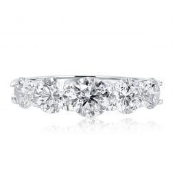 5 Stone Round Diamond Wedding Band 14k White Gold (2.30 ctw)