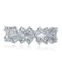 1.50 TCW Lab Grown X Floral Design Diamond Wedding Band 14k White Gold