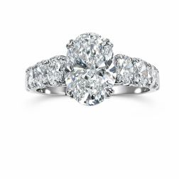 3.31 TCW IGI 2.19 CT Oval Brilliant Cut Lab Grown Diamond Ring 14k White Gold