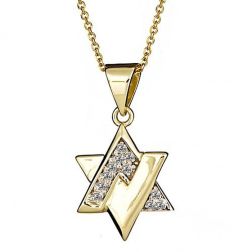 Star Magen David Diamond  Necklace 16" 14k Yellow Gold (0.21 ctw)