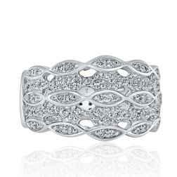 0.64 TCW 5-Row Diamond Women's Wedding Band Anniversary Ring 14k Gold