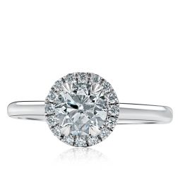 GIA 1.23 Ctw Round Diamond Halo Engagement Ring 14k White Gold