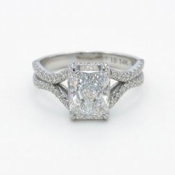 2.03 Ct Radiant Lab Grown Diamond Engagement Ring Split Shank 14K White Gold