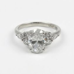 2.01 Ct IGI Oval Lab Grown Diamond Engagement Ring 14K White Gold 2.51Ctw