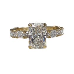 2.01Ct IGI Radiant Lab Grown Diamond Engagement Ring Hidden Halo 14K Yellow Gold