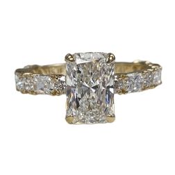 2.01Ct IGI Radiant Lab Grown Diamond Engagement Ring Hidden Halo 14K Yellow Gold