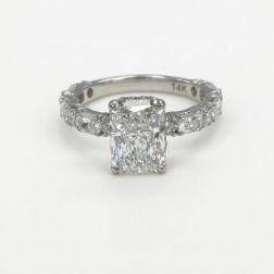 2.04 Ct IGI Radiant Lab Grown Diamond Engagement Ring 14k White Gold 3.54Ctw