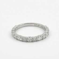 1 Ct Lab Grown Diamond Alternating Wedding Band 14K White Gold