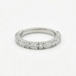 1.50 Ct Alternating Radiant & Round Lab Grown Diamond Wedding Band 14k White Gold