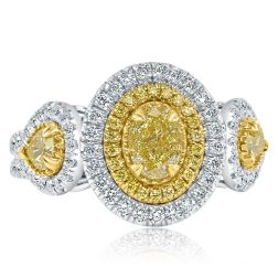 GIA 1.76 CT Oval Fancy Intense Yellow Diamond Ring 18k White Gold
