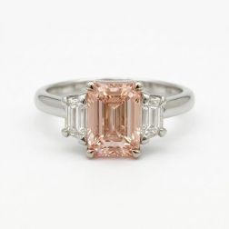 2.56 Carats IGI Vivid Pink Emerald Cut Lab Grown Diamond Ring 14k White Gold