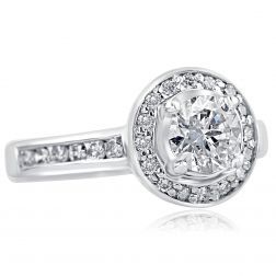 1.40 Carat Round Diamond Ring Channel Set 14k White Gold