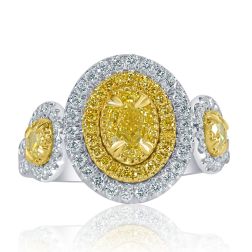 GIA 1.86 CT Oval Fancy Yellow Diamond Engagement Ring 18k Gold