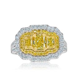 GIA 1.87 Ct Fancy Yellow Radiant Diamond Engagement Ring 18k Gold