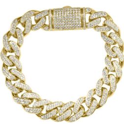 10 Carats Cuban Link Diamond Bracelet 14k Yellow Gold 89.3 g