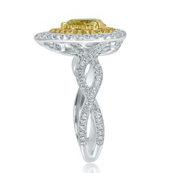 GIA 1.57 Ct Pear Light Yellow Diamond Engagement Ring 18k White Gold