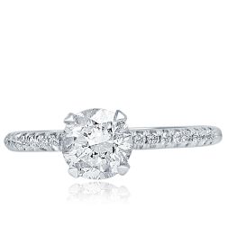 1.25 CT Round Diamond Hidden Halo Engagement Ring 14k White Gold