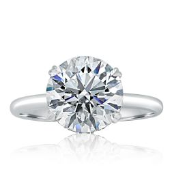 3.02CT IGI Lab Grown F-VS1 Round Diamond Ring 18k White Gold (3.25 TCW)