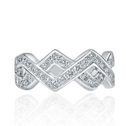 0.60 TCW Zig Zag Diamond Wedding Band Anniversary Ring 14k White Gold