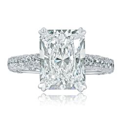 IGI 5.52 Ct F-VVS2 Radiant Lab Grown Diamond Ring 18k White Gold 7.50 TCW