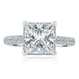 GIA 3.17CT E-VS1 Princess Lab Grown Diamond (3.90TCW) Ring 18k White Gold