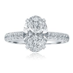 IGI 2.08Ct E-VS1 Oval Lab Grown Diamond Ring 18k White Gold (2.68 TCW)