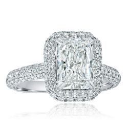 GIA 2.00Ct D-VVS2 Radiant Lab Grown Diamond Ring 18k White Gold (3.79TCW)