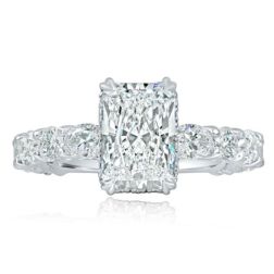 GIA 2.09 CT E-VS1 Radiant Lab Grown Diamond Eternity Ring 18k White Gold ( 4.05 TCW) 