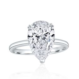 IGI 3.36Ct F-VS1 Pear Lab Grown Diamond Ring 14k White Gold (3.61 TCW)