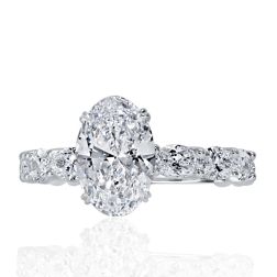 IGI 2.27CT E-VS2 Oval Lab Grown Diamond Eternity Ring 14k White Gold (4.12TCW)