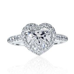 1.74CT IGI Lab Grown G-VS1 (2.50TCW) Heart Diamond Ring 14k White Gold