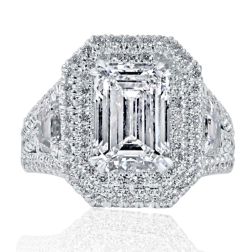 GIA 3.20Ct F-VS1 Emerald Cut Lab Grown Diamond Ring 14k White Gold  (5.55 TCW)
