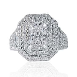 GIA 2.06CT D-VVS2 Radiant Lab Grown Diamond Ring 14k White Gold (4.02 TCW) 